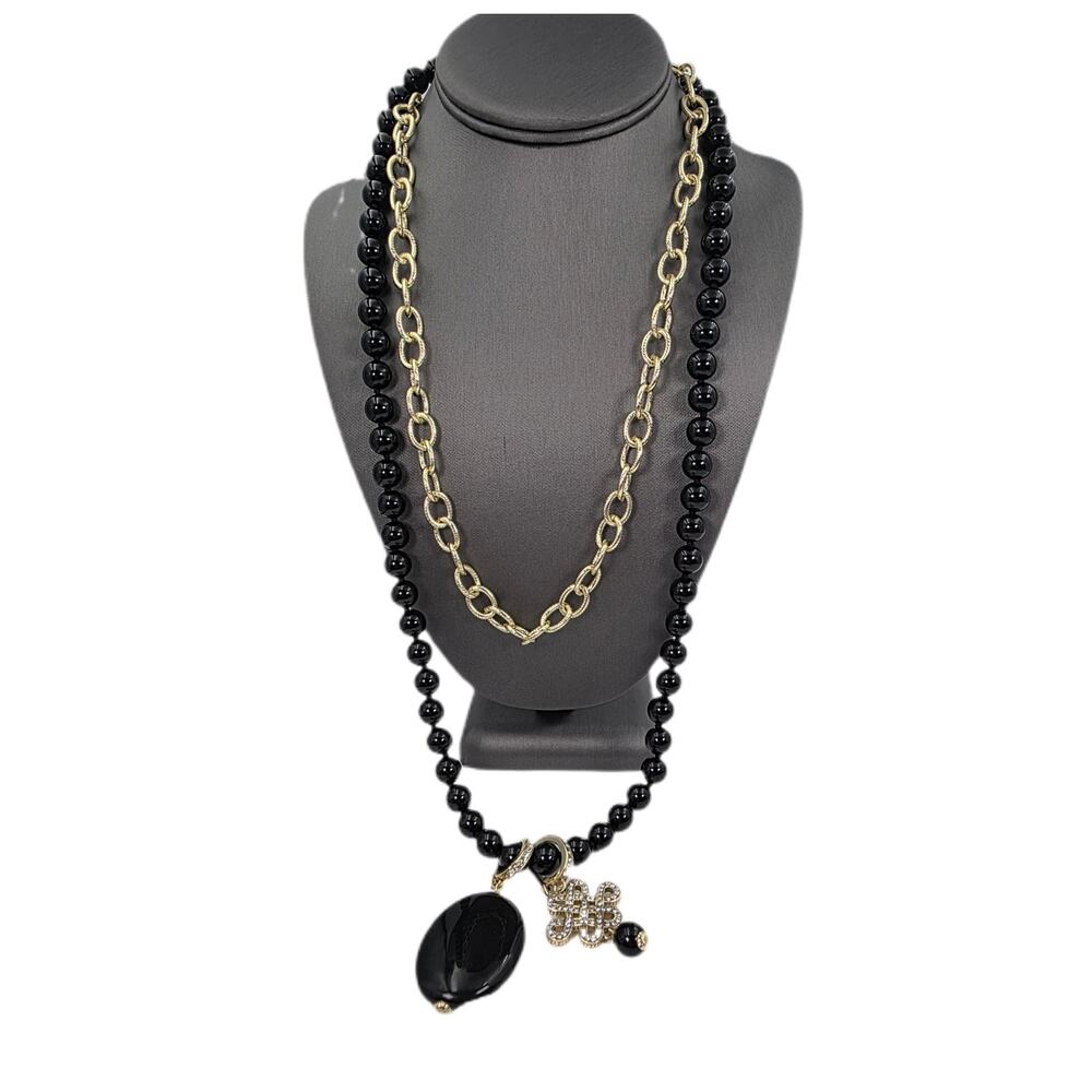 Heidi Daus "Loop Back Around" Beaded Crystal Chain Transformable Charm Necklace